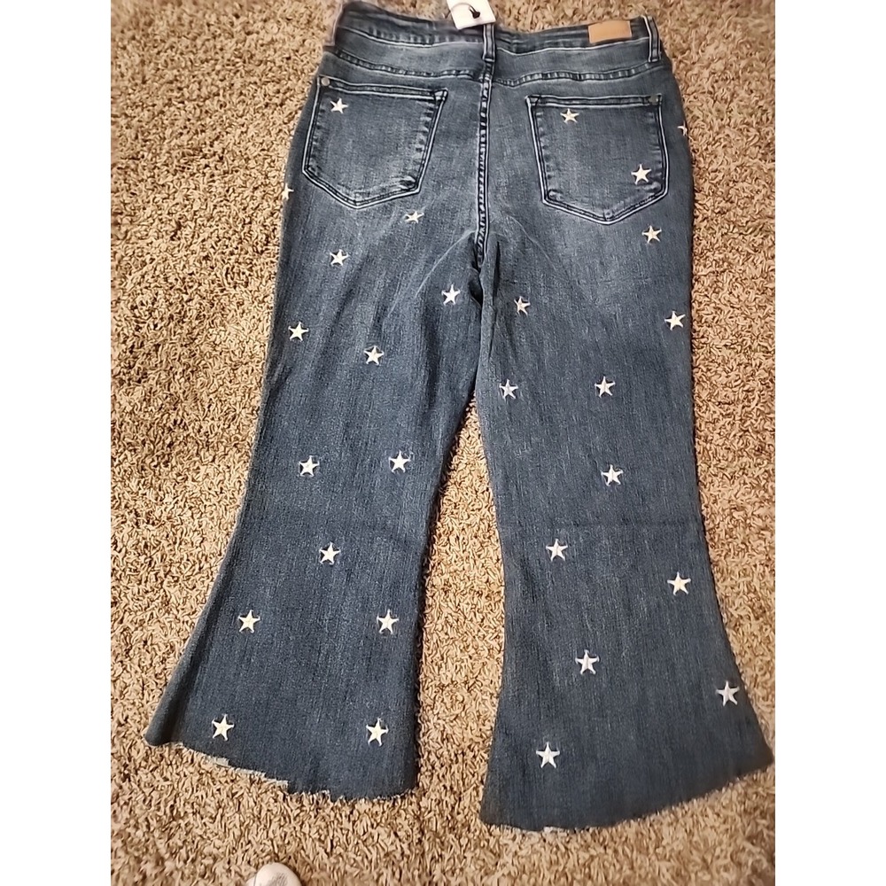 Judy Blue JB88376 Star Embroidered High Rise Super Flare Jean Women's Size 9/29 - Picture 10 of 11